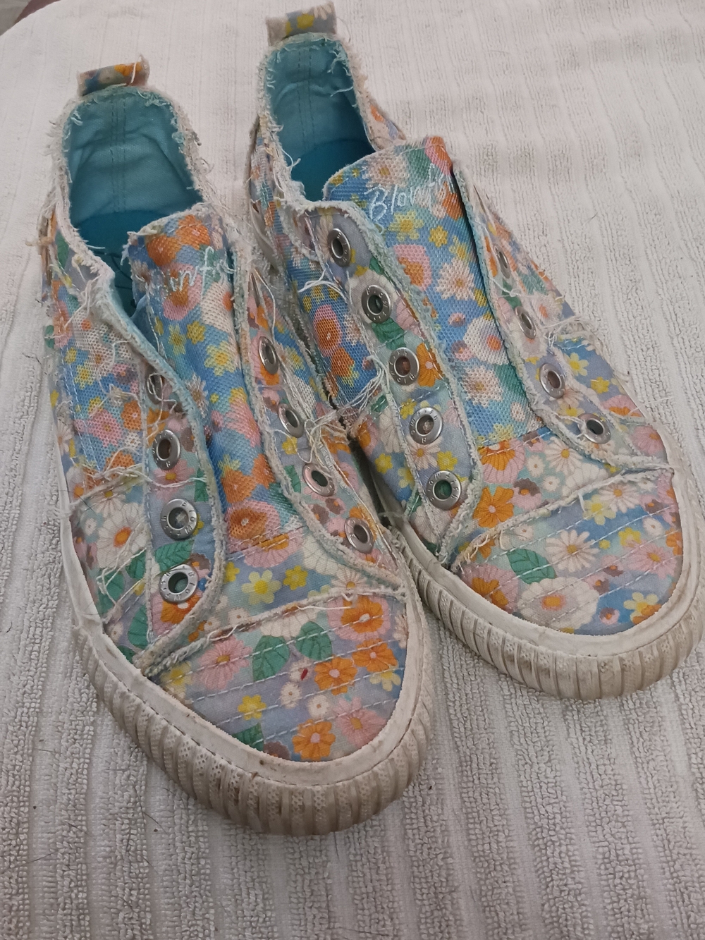 Malibu Floral Canvas Slip-On Sneakers - Light Blue, Orange, Yellow